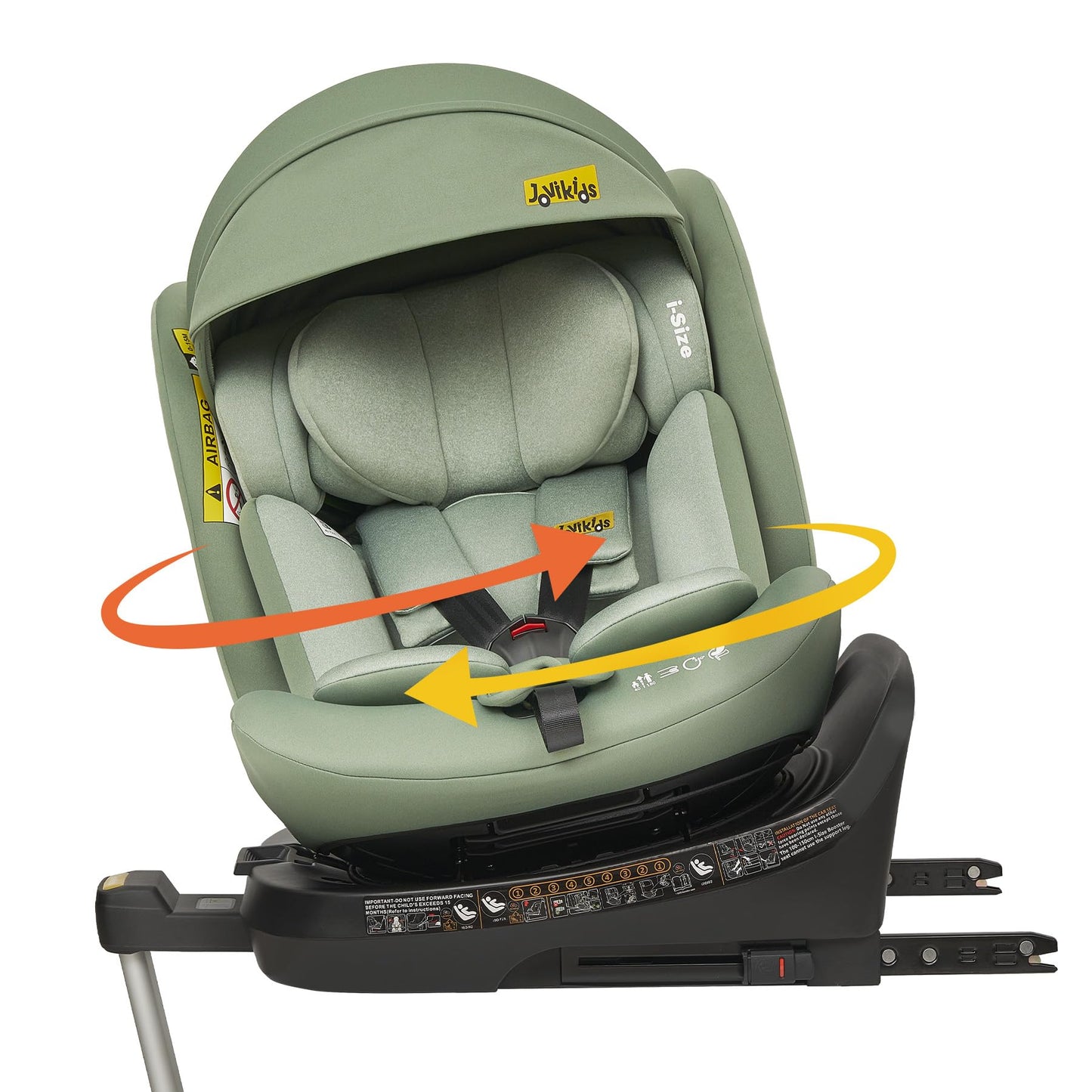 Jovikids 360° Drehbar Kindersitz mit ISOFIX, i-Size 40-150cm(ab Geburt -12 Jahre) Baby Autositz Reboarder mit Liegefunktion & Abnehmbar Vordach, ECE R129