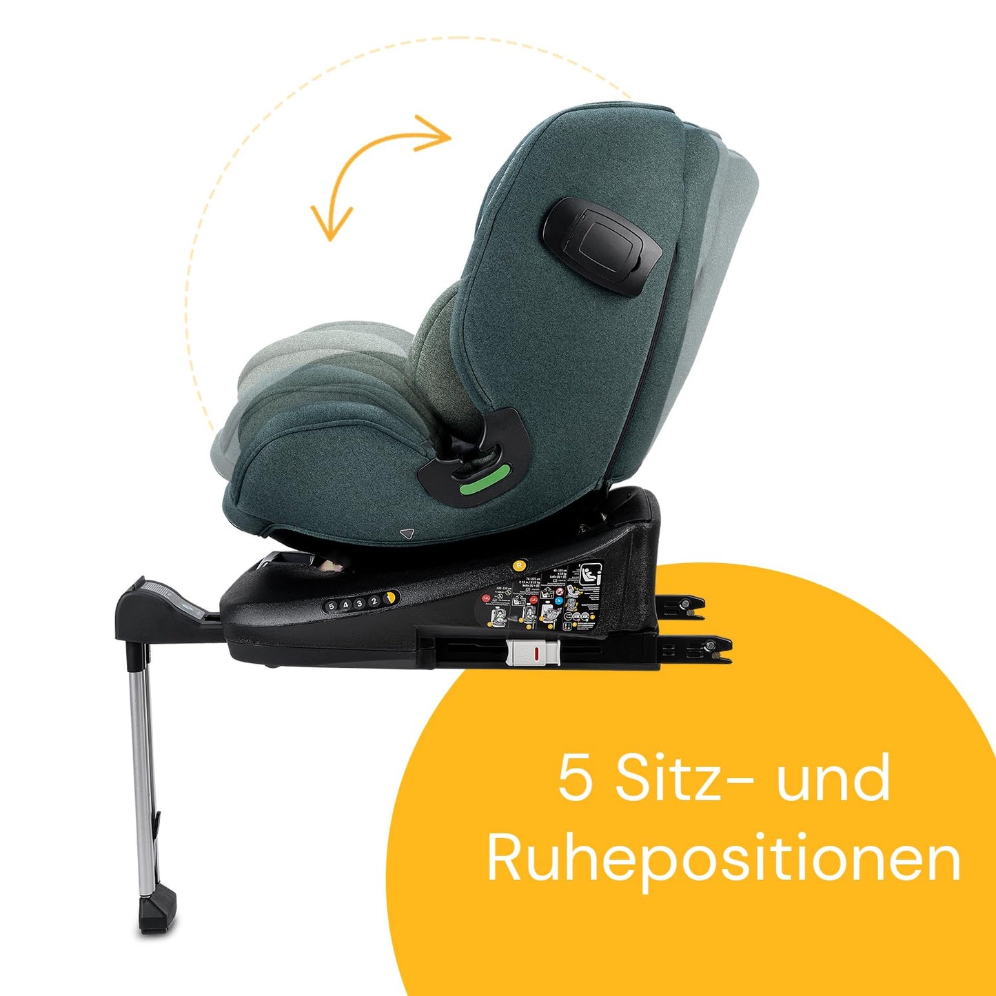 Osann Eno360 SL – 360° drehbarer Kindersitz für höchste Sicherheit: Reboard bis 4 Jahre, mitwachsend (40-150 cm), Isofix mit Standfuß, extra Schutz & Komfort – Universe Green