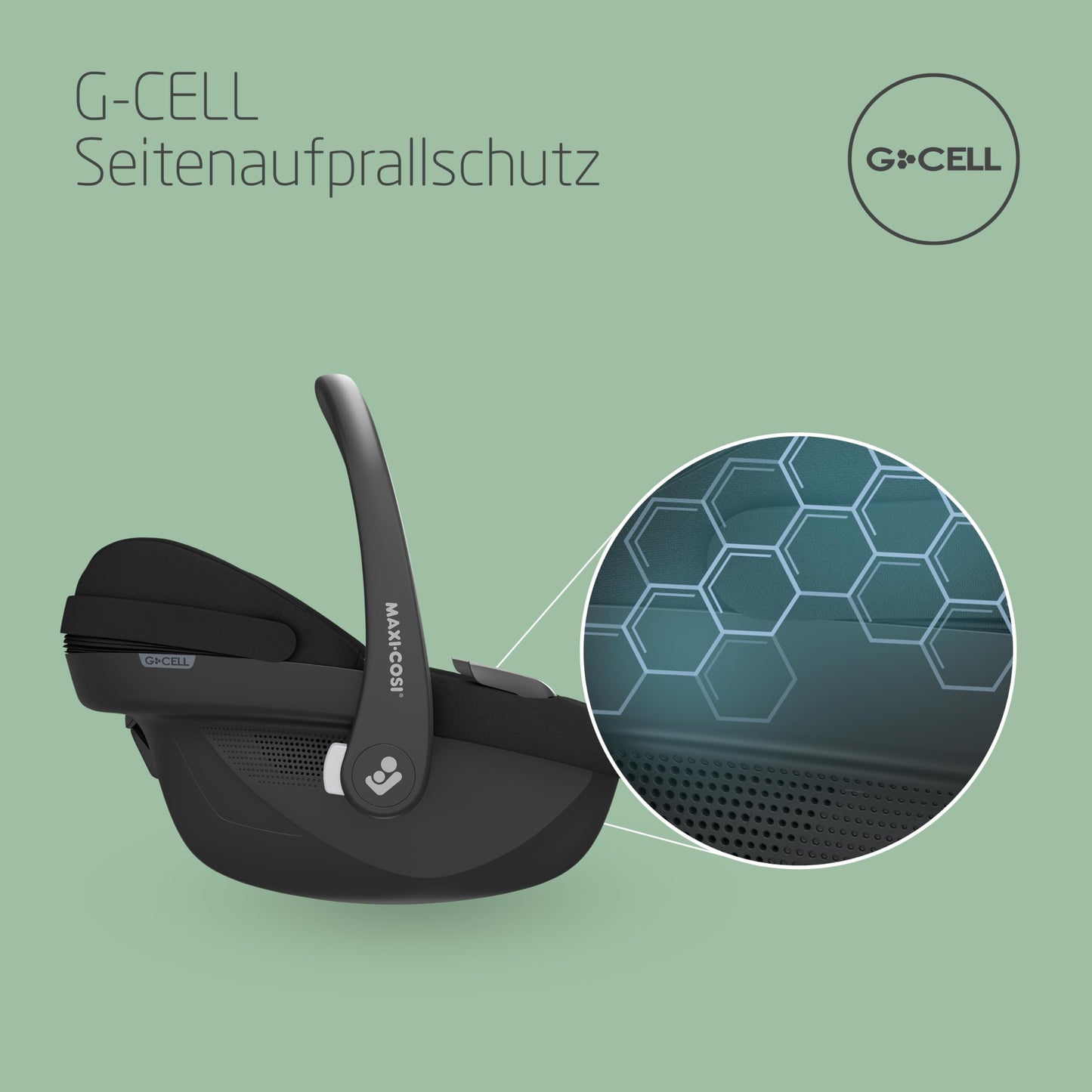 Maxi-Cosi Pebble i-Size, Babyschale, 0–15 Monate, 0–13 kg, 40–83 cm, leichter i-Size Kindersitz, Click&Go-Installation, G-CELL Seitenaufprallschutz, Sitzverkleinerer, Tonal Black