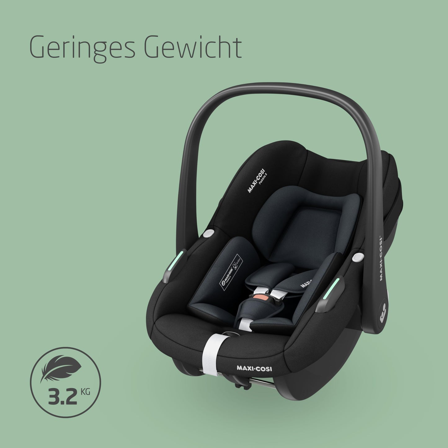 Maxi-Cosi Pebble i-Size, Babyschale, 0–15 Monate, 0–13 kg, 40–83 cm, leichter i-Size Kindersitz, Click&Go-Installation, G-CELL Seitenaufprallschutz, Sitzverkleinerer, Tonal Black