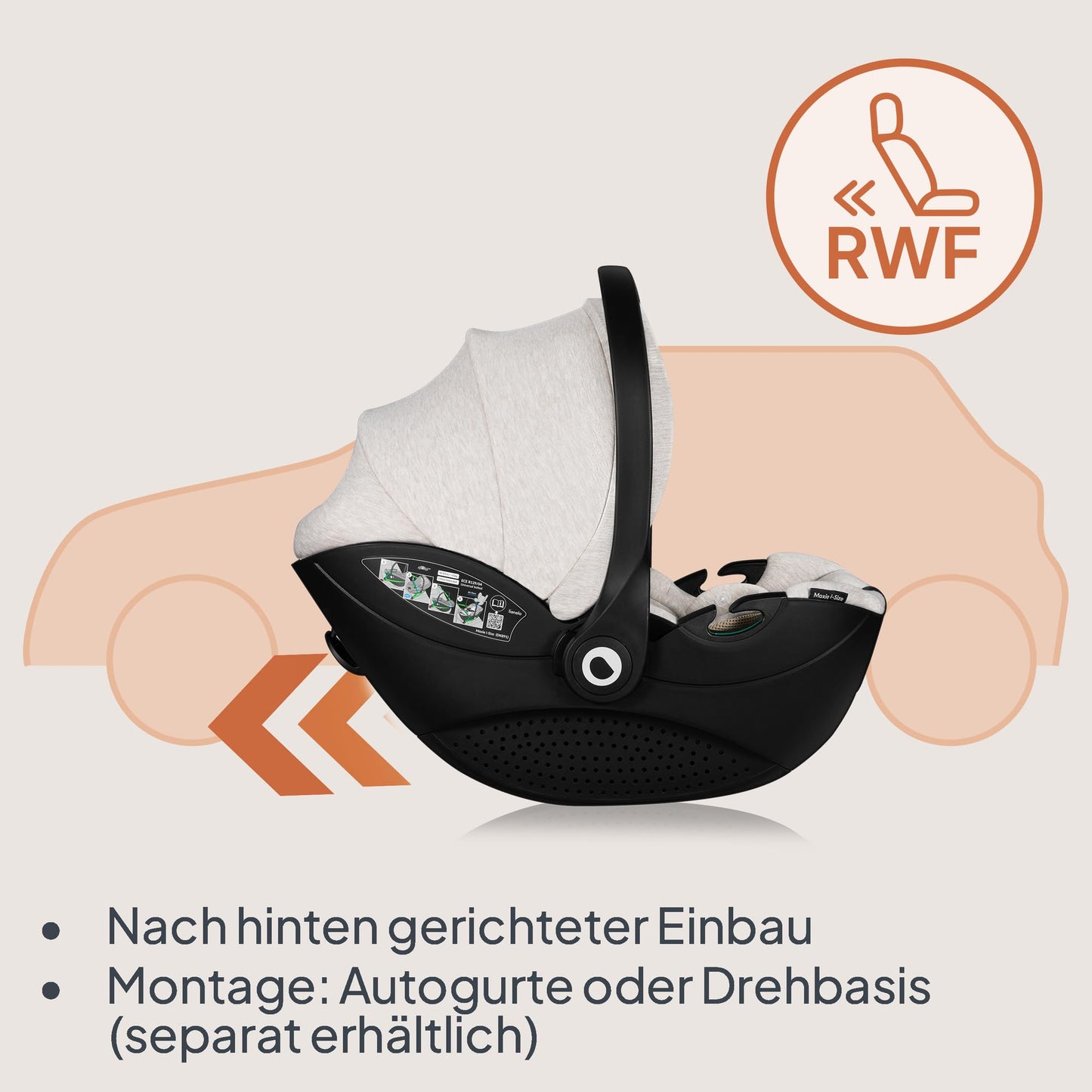 Lionelo MOXIE i-Size Kindersitz 40-87 cm, Babyschale Gruppe 0+, rückwärtsgerichtet, Kopfstütze verstellbar, Seitenschutz, i-Size R129.
