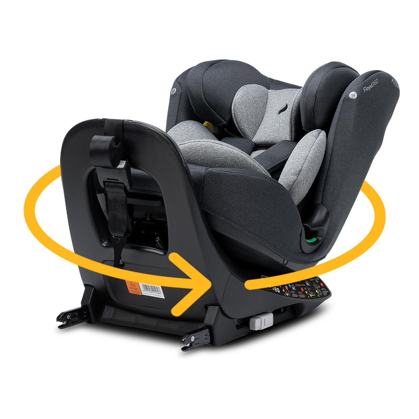 Osann Floyd360 Kindersitz 360°drehbar von 40-150 cm, Reboarder mit Isofix und Top-Tether an der Basis, mitwachsend, bequem & sicher - Dark Grey Melange